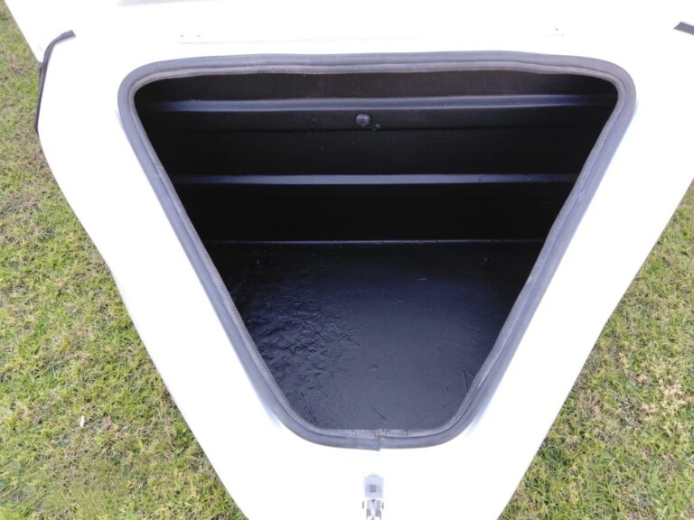 Open front storage compartment on Glider trailer